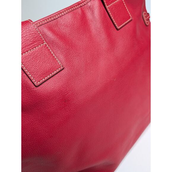 Dooney & Bourke Red Pebble Leather June Double Pocket Cinch Satchel Purse - Picture 8 of 14